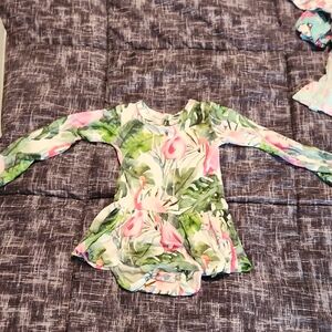 Little Bum Bums (Now Bums And Roses) Flamingo Bodysuit Twirl Dress